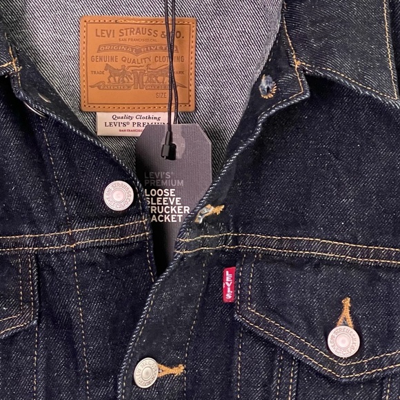 Levi’s Premium Loose Sleeve Trucker Jacket Gotta Dip Hemp - Picture 7 of 11